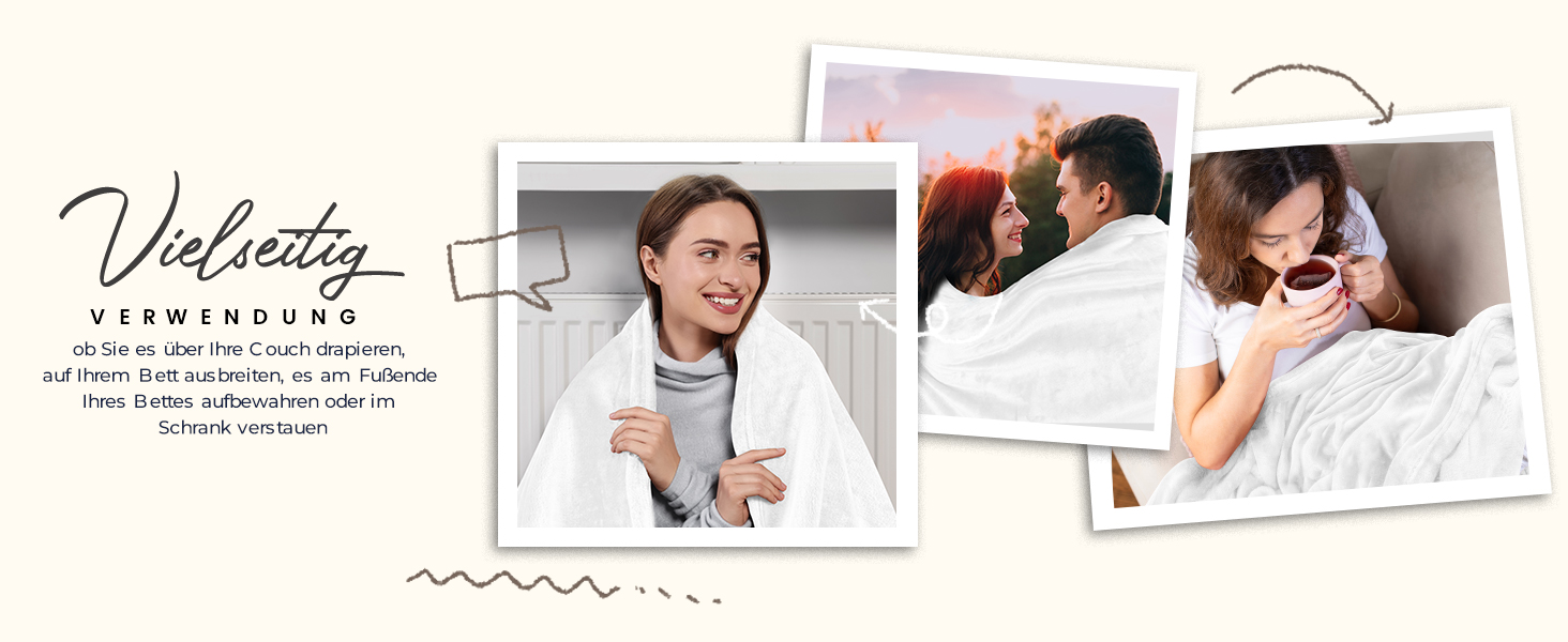 Плед Utopia Bedding: теплий та м'який флісовий плед 200x150 см для ліжка, дивана та крісла (білий)