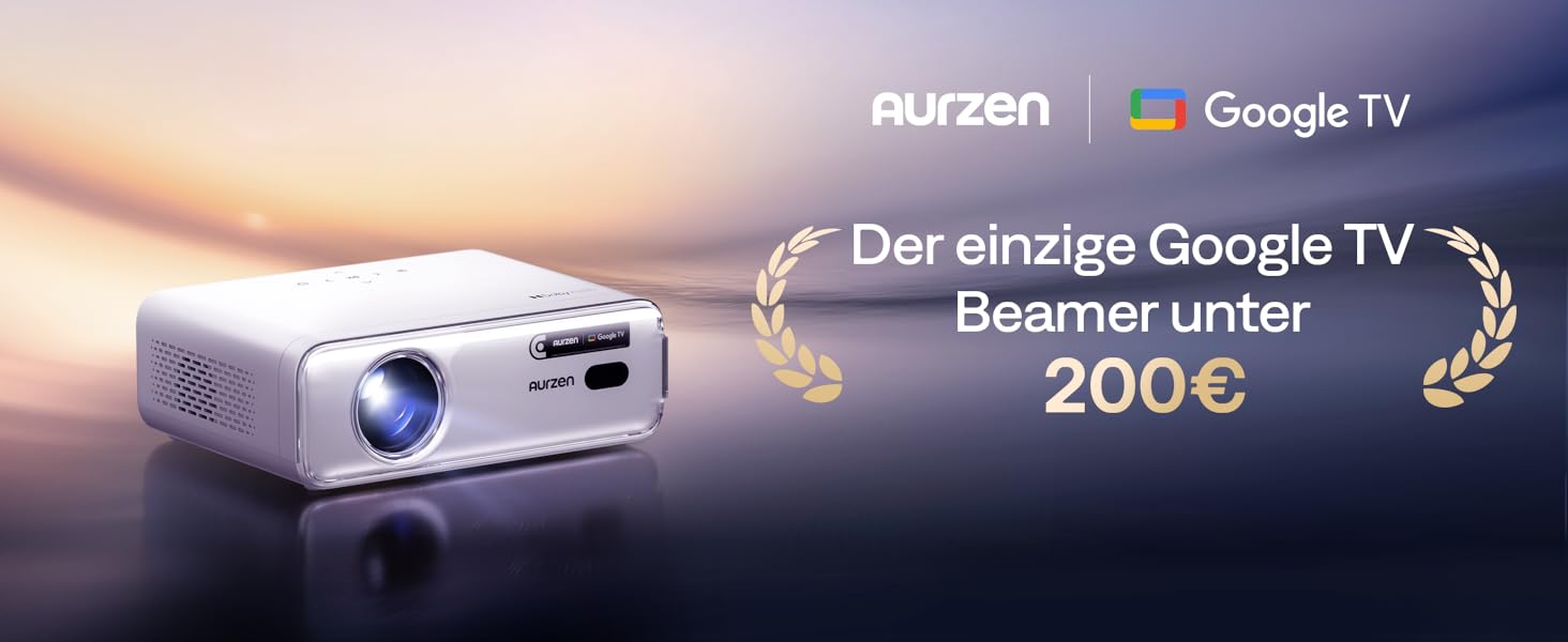 Aurzen Eazze D1 Smart Beamer: 4K проєктор для домашнього кінотеатру з WiFi, Bluetooth, автофокусом та корекцією трапецеїдальних спотворень. Підтримка Netflix, Dolby Audio, Full HD 1080P. Білий (GTV)