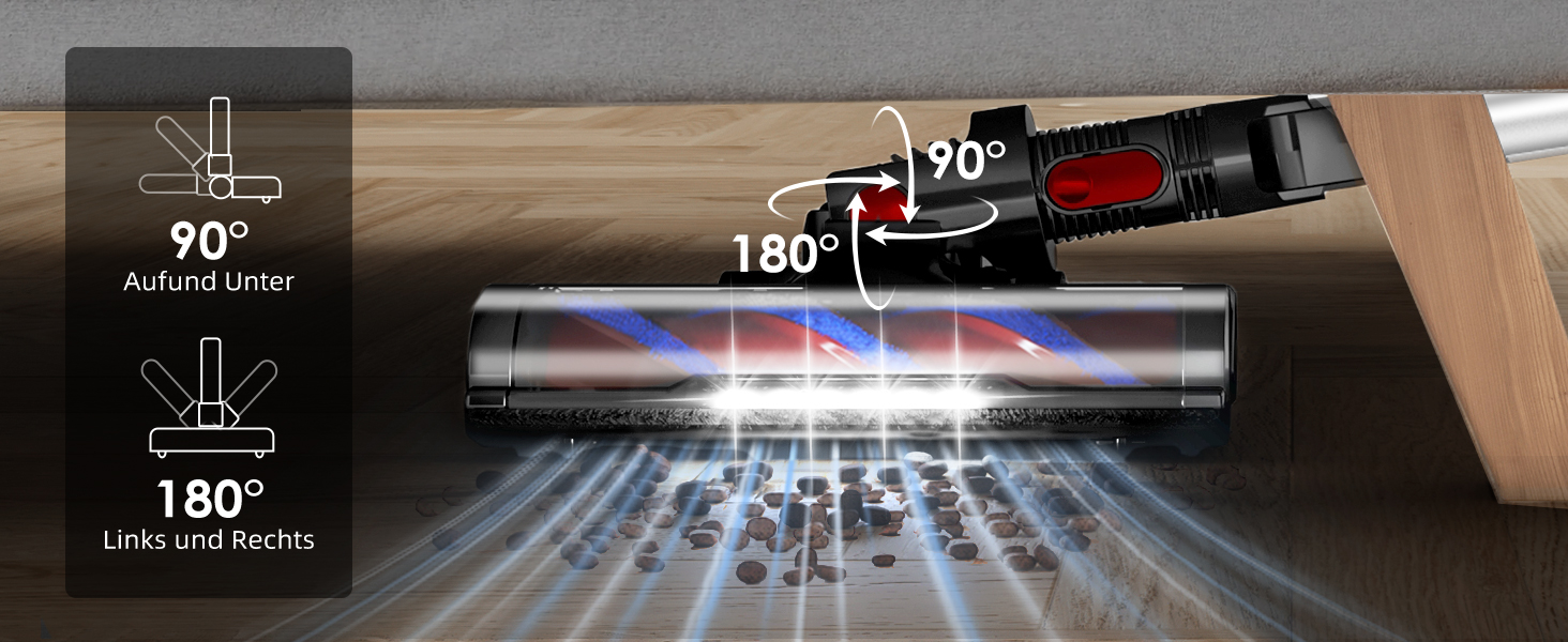 Бездротовий пилосос Authmic 40000Pa з акумулятором, час роботи до 50 хв, об'єм контейнера 1.6 л, HEPA фільтр x4, для килимів, твердих підлог та шерсті тварин
