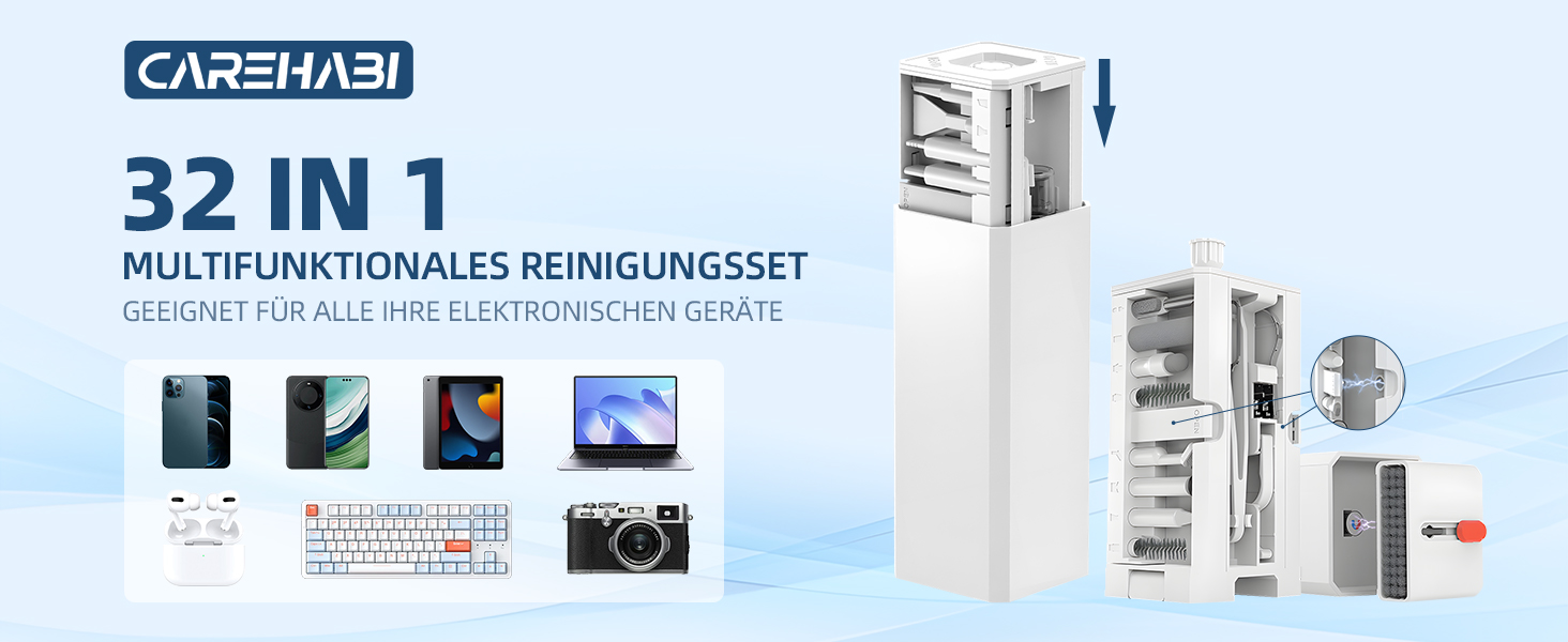 Набір для чищення клавіатури 32 в 1: для ноутбука, iPhone, AirPods та екрану. Комплект для чищення ПК з кріпленням для клавіш та очисником екрану. Ідеально для геймінгу та офісу