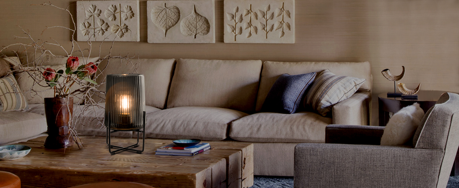 Бездротова настільна лампа з таймером, вінтажний дизайн, акумуляторна LED лампа для дому та вулиці, сірий колір, розмір L