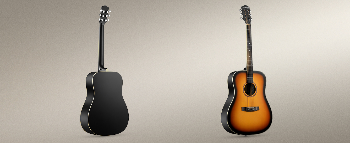 Акустична гітара Donner для початківців, дорослих, 4/4 Dreadnought, 41 дюйм, комплект з аксесуарами (Sunburst)