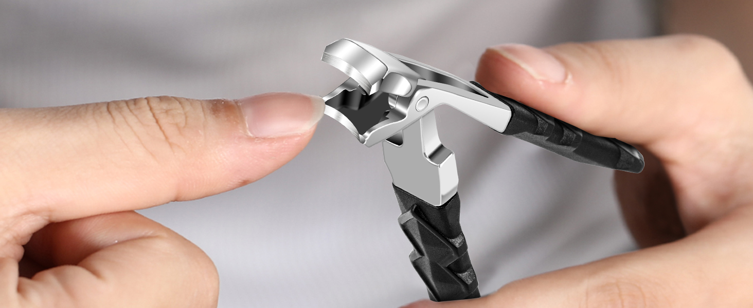 Кусачки для нігтів для літніх людей з товстими нігтями, кутовий наголовок, широкі кусачки для великих пальців ніг, широке захплення, кусачки для товстих пальців ніг, гострі кусачки для чоловіків/жінок (чорні кусачки для нігтів)