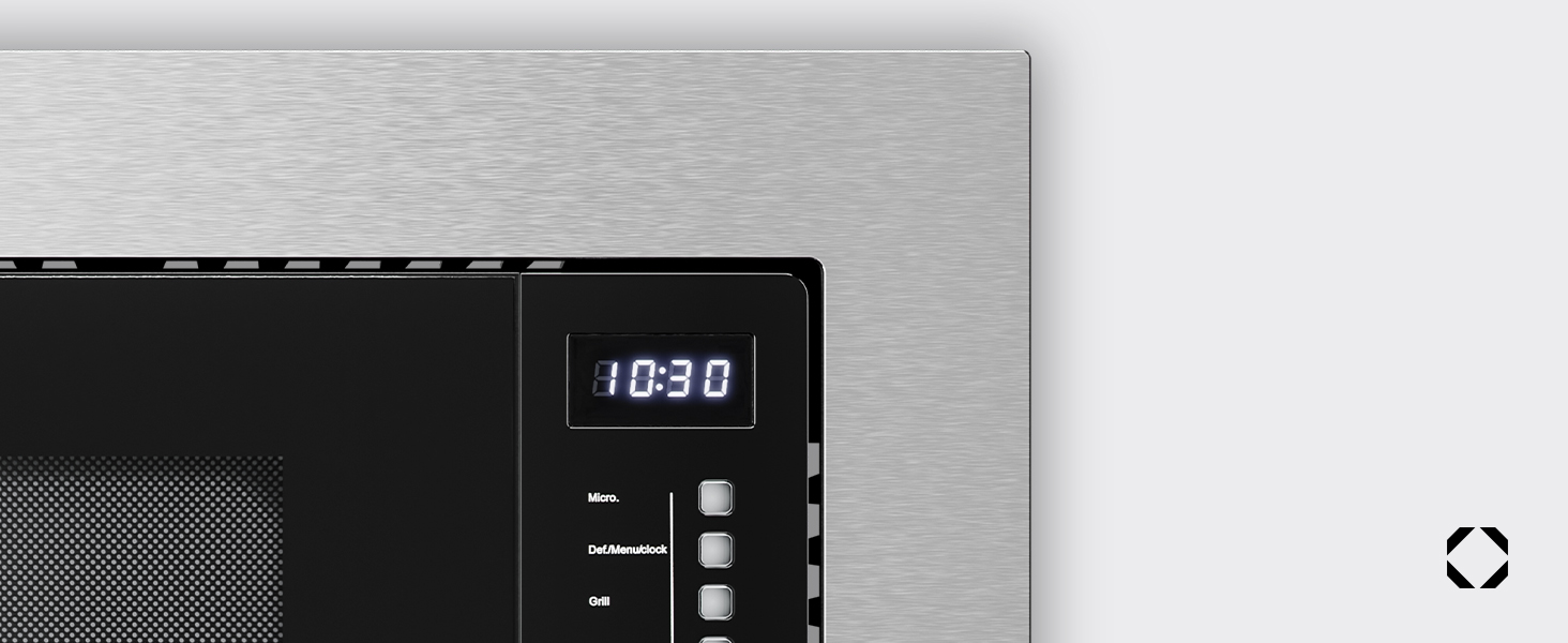 Мікрохвильова піч Klarstein Verosteel вбудована 60 см з грилем – 20L, 700W, 8 програм, сенсорне керування, нержавіюча сталь, функція розморожування, LED-підсвічування