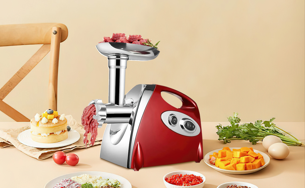 Electric Meat Grinder 2800W 3-in-1 Stainless Steel Meat Grinder with 3 Plates (3mm, 5mm, 7mm) Kubbe Attachment & Sausage Stuffer - 80kg/hr