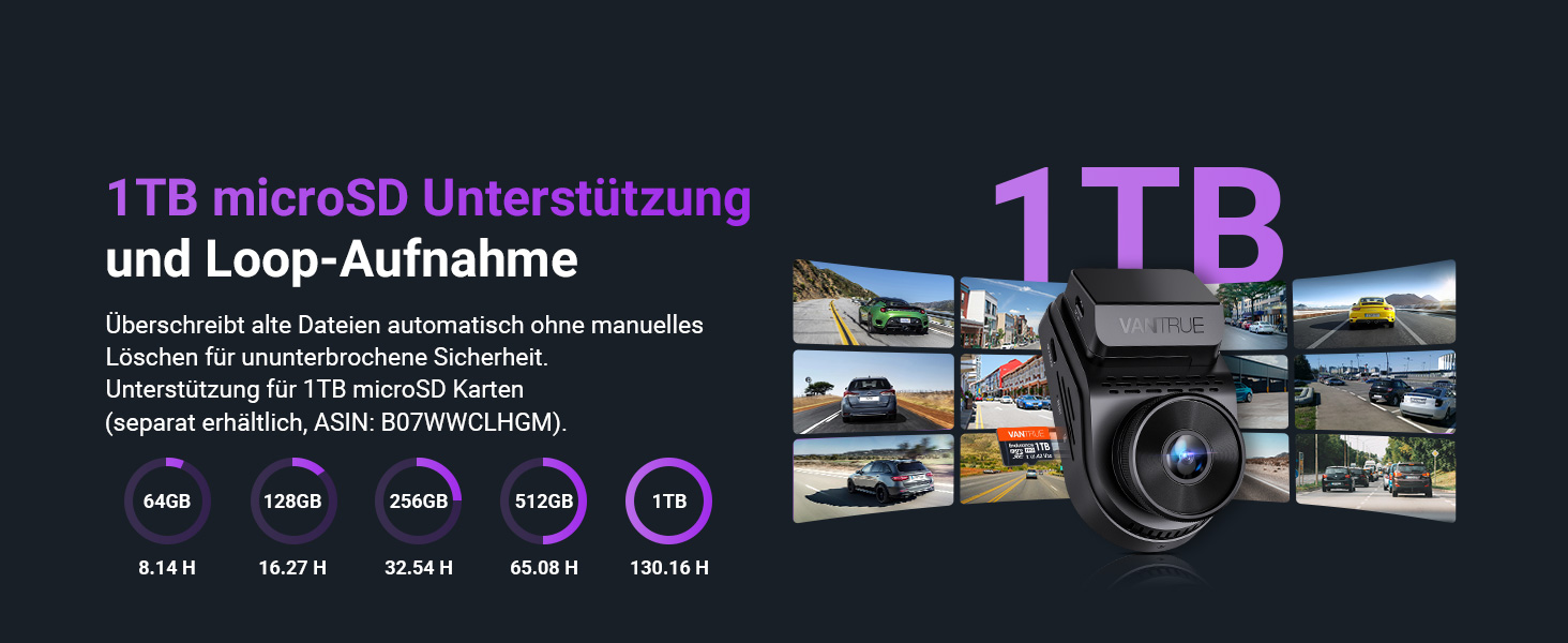 Автомобільний відеореєстратор VANTRUE S1 Pro 2.7K 60FPS з нічним баченням STARVIS 2, прихований монтаж