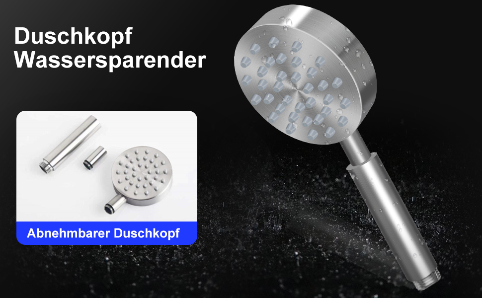 Stainless Steel Shower Head, Water-Saving Showerhead, High-Pressure Shower Head, Handheld Shower Head with Strong Jet, Rain Shower Head for Bathing, Spa, and Tub Cleaning