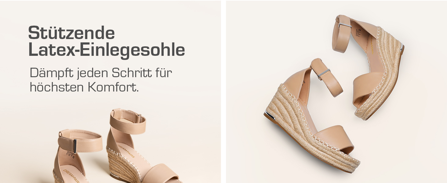 Босоніжки жіночі DREAM PAIRS на танкетці еспадрильє з ремінцем на щиколотку, білі, 36.5 EU