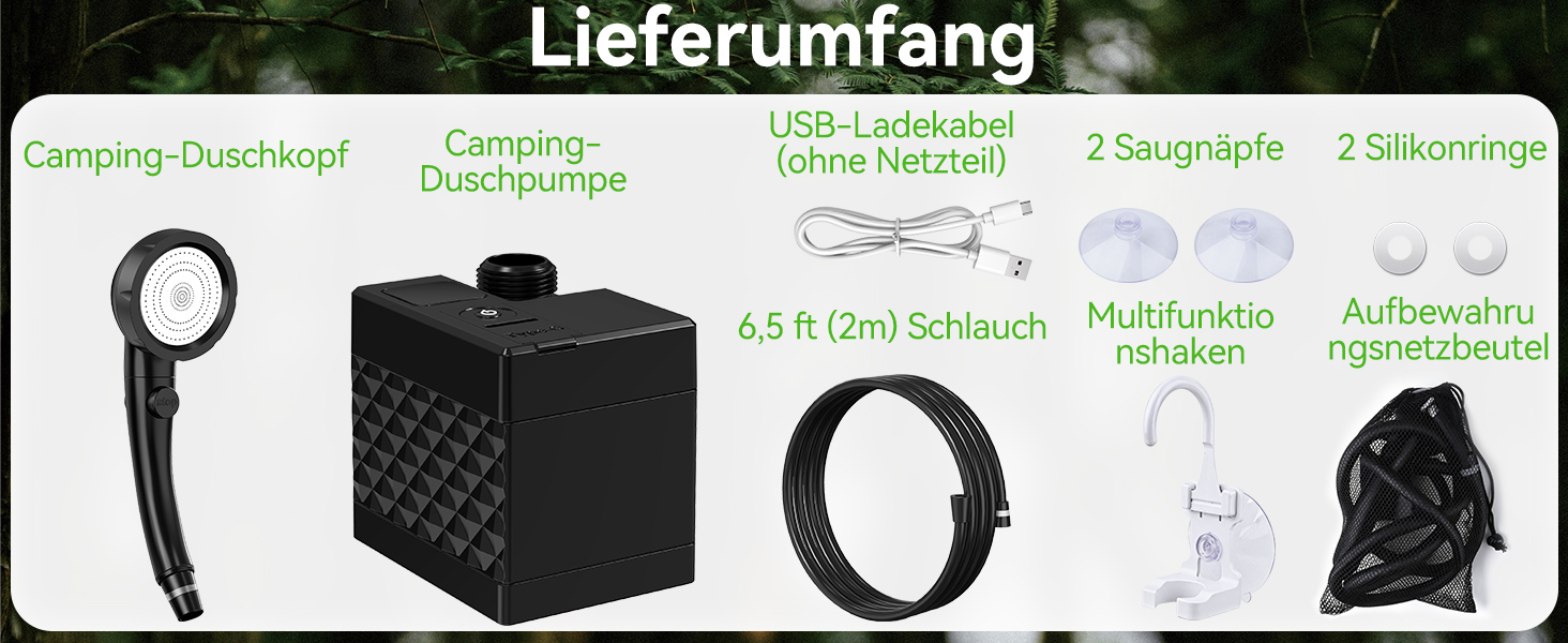 Портативний душ для кемпінгу Cadrim з насосом, 8000mAh, з цифровим дисплеєм - для саду, авто, подорожей