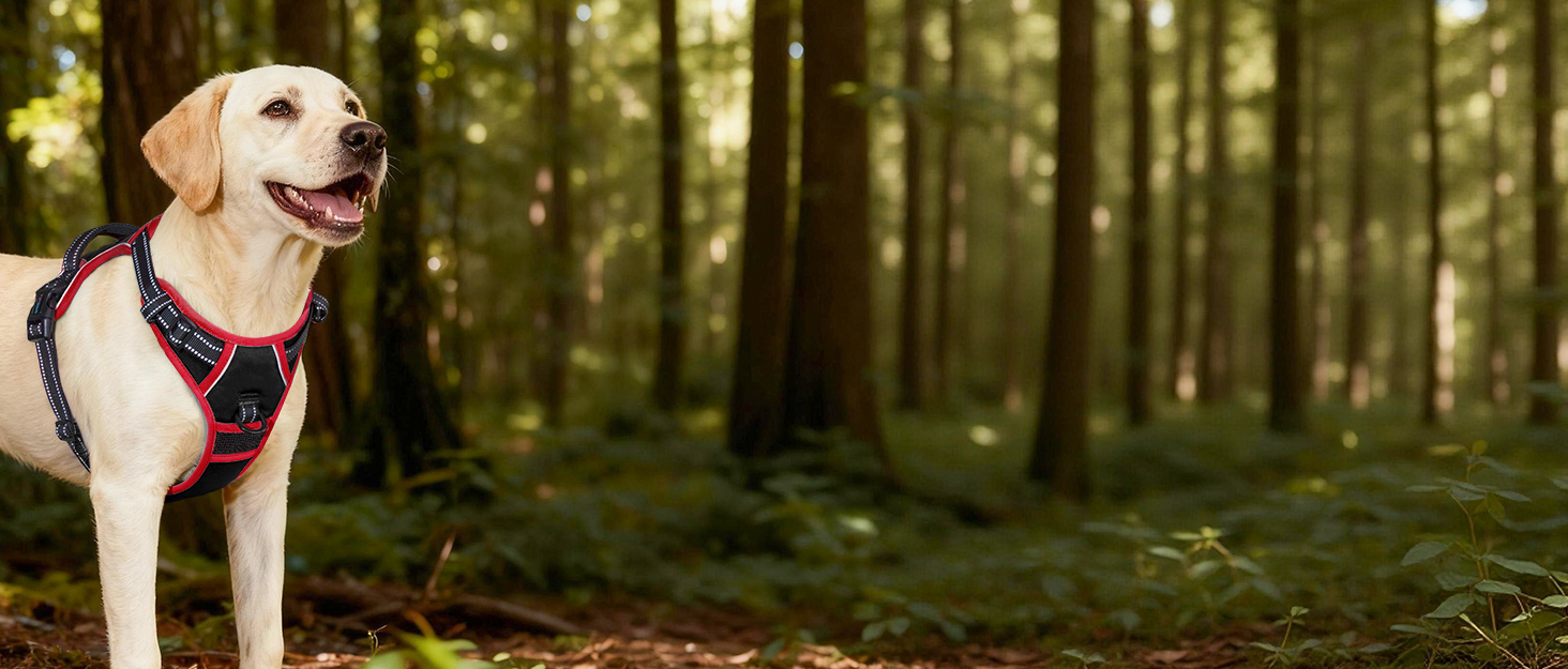 Шлейка для собак PHOEPET Anti-Zug з відбиваючими елементами, регульована, для цуценят та собак різних розмірів (XL, блакитна база & рожеві ремінці)