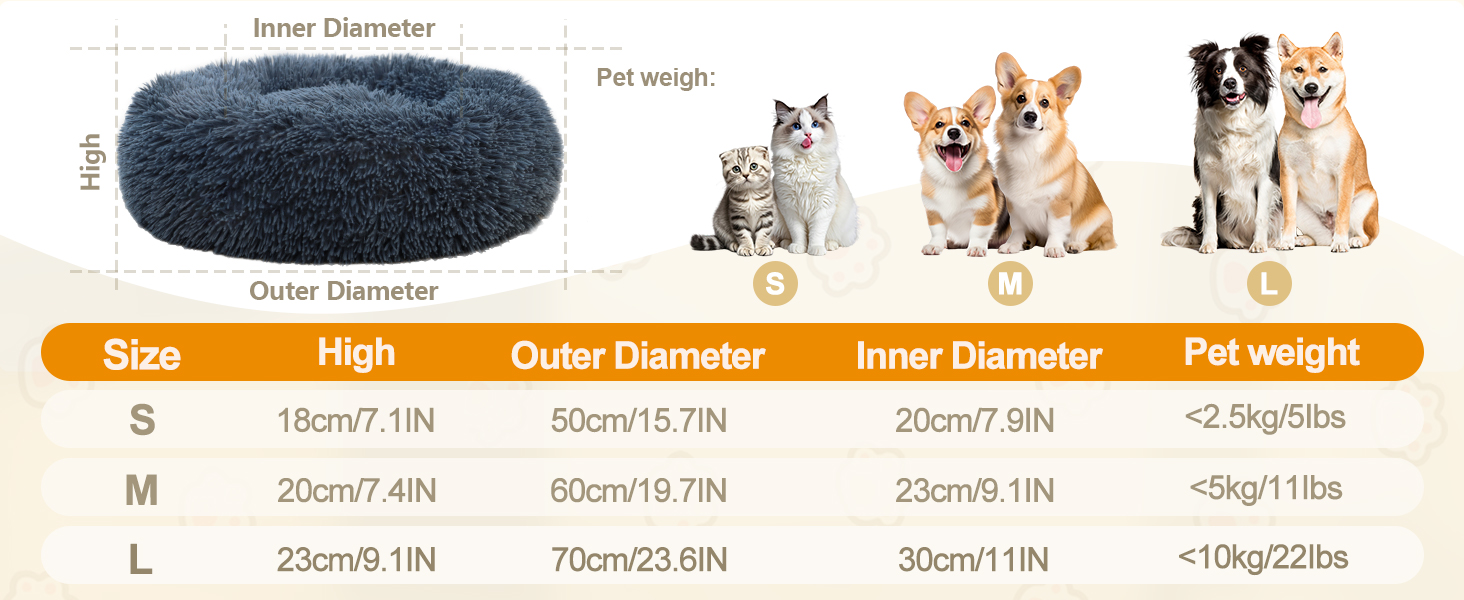 Килимок для котів Donwei, плюшевий лежак для собак, кругла подушка для котів, миючий плюшевий кошик для котів, лежанка для кошенят, диванчик для маленьких собак та котів (50 см, темно-сірий)