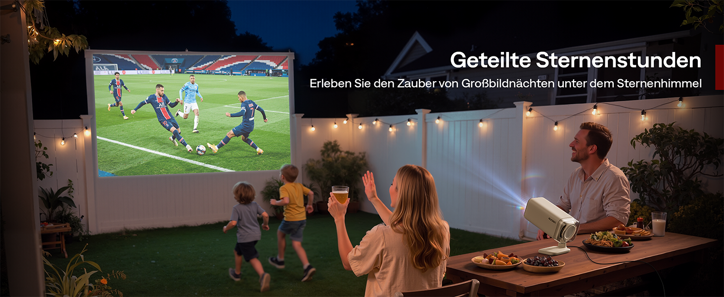 Smart проєктор Aurzen Boom Air Mini Beamer з Google TV та Netflix, 4K, USB-C, Dolby Audio, WiFi, Bluetooth, TOF автофокус, обертовий стійкий, кремовий