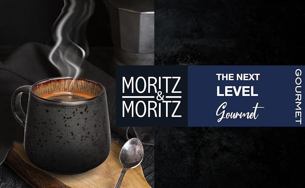 Набір з 4 чашок Moritz & Moritz SOLID, кольорові - набір чашок, чорний зовнішній колір, міцний фарфор, придатний для миття в посудомийній машині та мікрохвильовій печі - ідеально підходить для кави, чаю та іншого