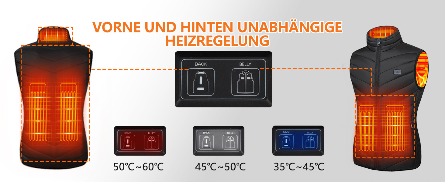 Гріюча жилетка для чоловіків та жінок з акумулятором 10000mAh, 5 зон обігріву, 3 режими температури, подвійне керування, для зимових активностей (L, Світло-чорний)