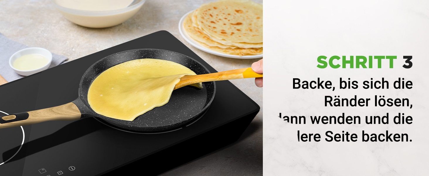 Сковорода для млинців Nutrichef з антипригарним мармуровим покриттям 23 см, індукція, алюміній, з дерев'яною лопаткою