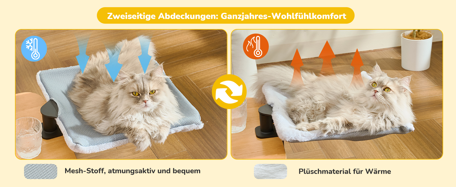 Підвісне ліжко для котів CATISM, 360° обертання, сірий колір, до 20 кг