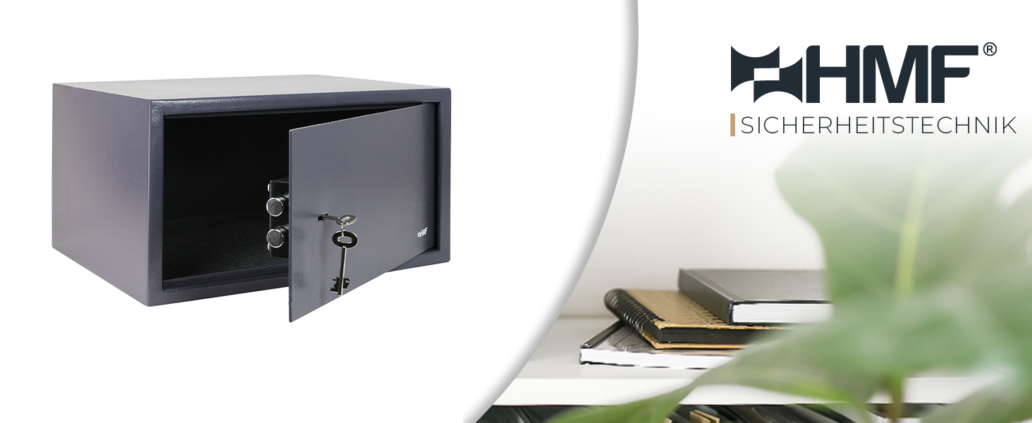 Шафа-сейф HMF 49200-11 з ключем, меблевий сейф | 45 x 25 x 36,5 см, антрацит