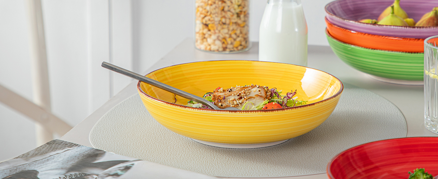 Набір тарілок для супу Vancasso Bonita, 6 шт. (38oz), для пасти, спагеті, рамену, салату, кераміка