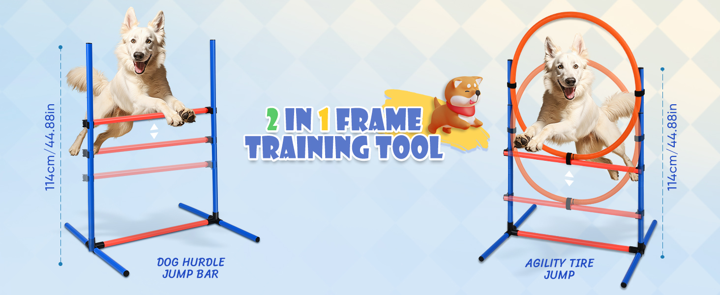 Набір для аджиліті для собак 70 елементів: 8 шлагбаумів, стрибкова петля, м'яч, ящик для перерви, сумка для ласощів, переносна сумка. Розвиває інтелект.