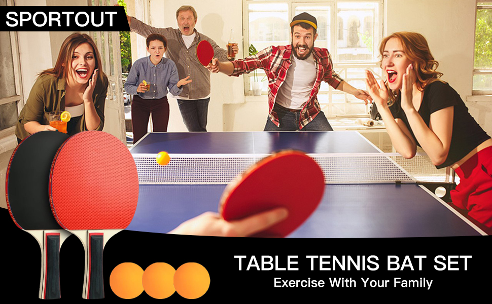 Набір для настільного тенісу Binnan: 2 ракетки та 3 м'ячі з сумкою. Підходить для початківців, сім'ї та професіоналів