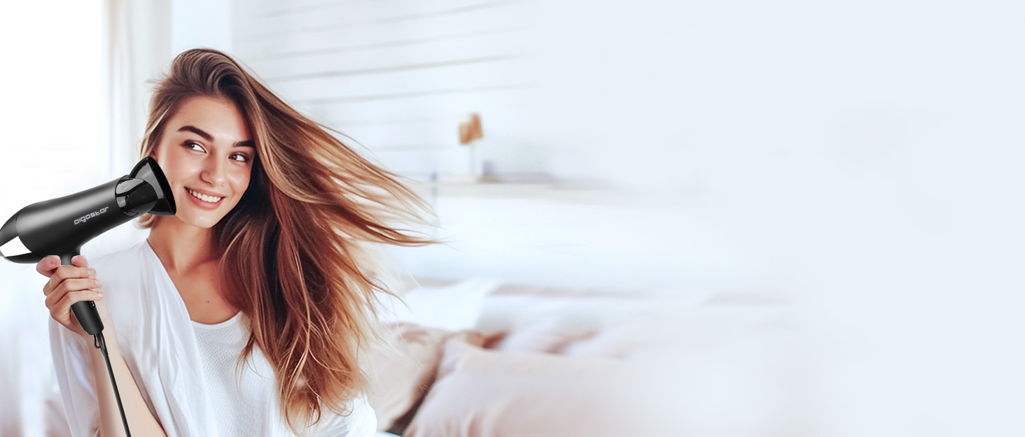 Фен Aigostar Monique 2400W з іонізацією, професійний, чорний, з насадкою-дифузором та аксесуарами