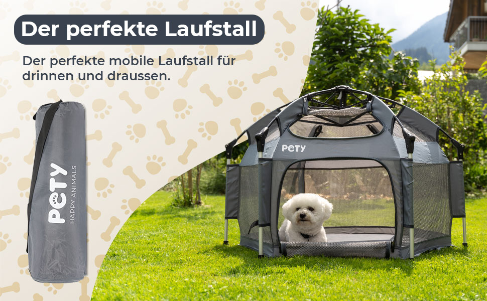 Клітка-вольєр для собак Pety - 100 x 60 см, мобільна переносна клітка з сумкою та кілочками - для відпочинку на природі та вдома - аксесуари для собак, подорожей та кемпінгу, колір антрацит