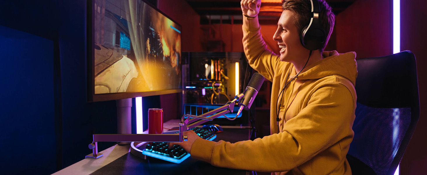 Кріплення для мікрофона TONOR T20LP, низькопрофільний тримач з регулюванням, для геймінгу та подкастингу, чорний, з видимою пружиною