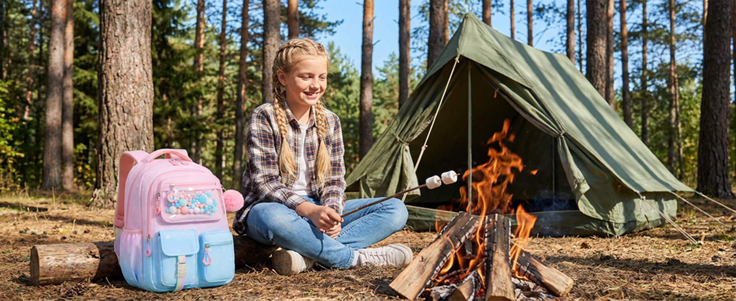Шкільний рюкзак для дівчинки 1-5 клас, рожево-фіолетовий, 20л, з ортопедичною спинкою та світловідбиваючими елементами
