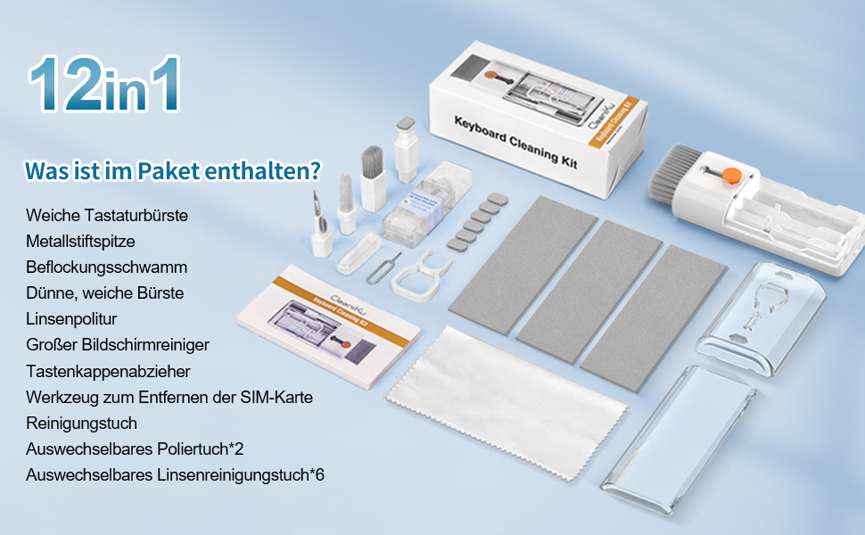 Набір для чищення клавіатури 12 в 1: очищувач екрану, щітка, для iPhone, MacBook, PC, камери