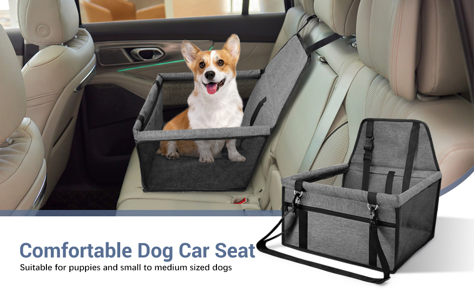 Автокрісло для собак на заднє сидіння, Oxford, дихаючий матеріал, миється, для собак маленьких та середніх порід, темно-сірий