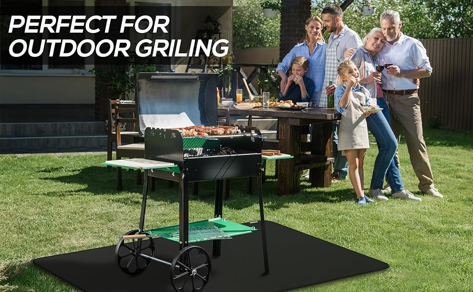 Килимок від вогню 100x150 см, захист від нагріву, антипригарний, для грилю, барбекю (газового/вугільного)