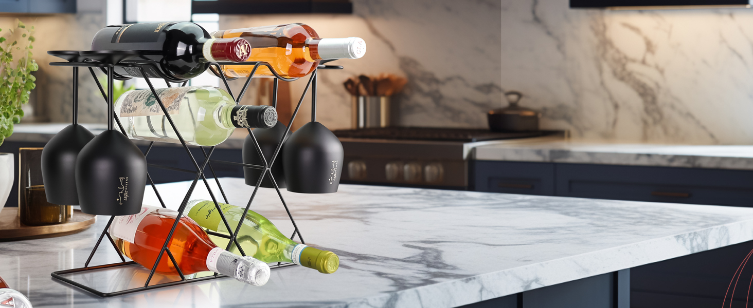 Стильне металеве вінорегулятор Gusto Nostro для столу (рожеве золото, 8 пляшок)