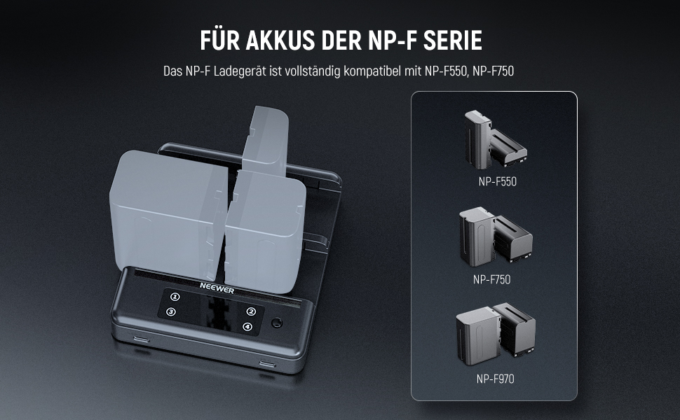 Зарядний пристрій NEEWER Micro USB для акумуляторів Sony NP-F550/F750/F960/F970, NP-FM50/FM70/FM90, QM71D, 91D, NP-F500H/F55H (NW-F4R)