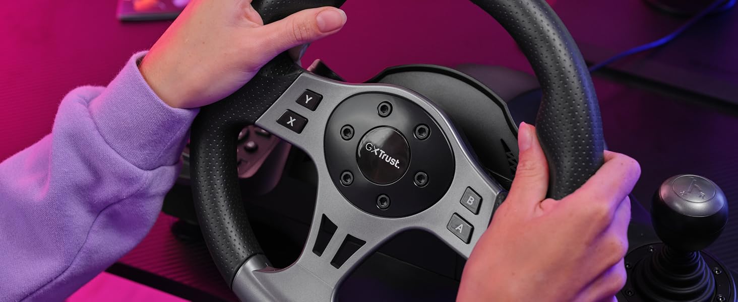 Руль для гонок Trust GXT 289 Movi з педалями та перемикачами швидкостей, сумісний з PC, Xbox Series X/S, PS4, Nintendo Switch