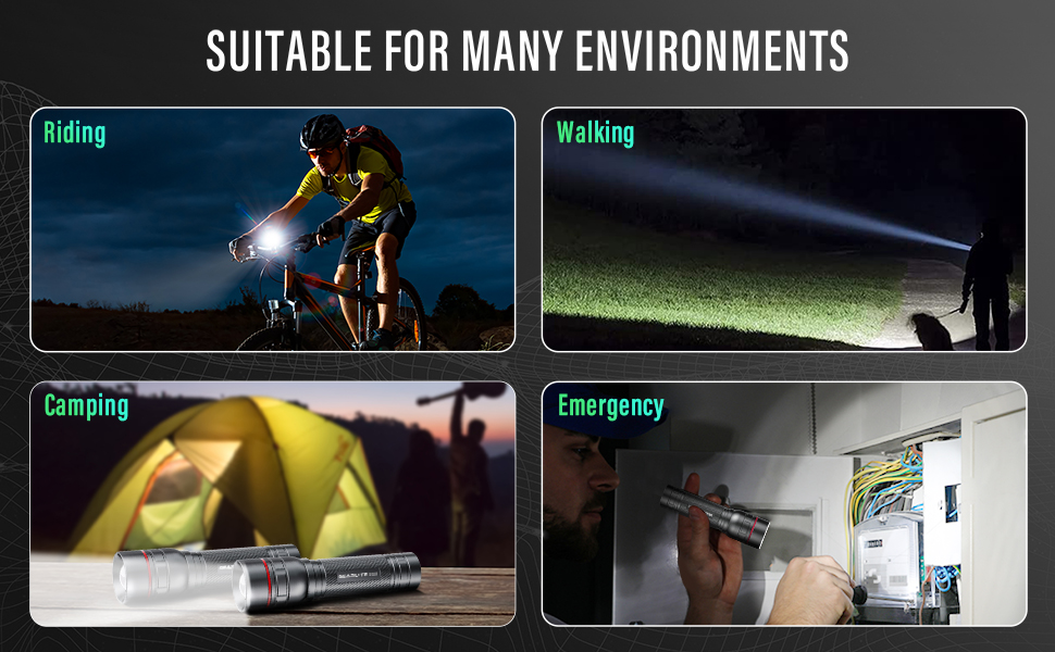 Ліхтар LED Gearlite перезарядна, 1000 люмен, 3 режими, зумування, водонепроникний IP65, для кемпінгу та активного відпочинку (сірий)