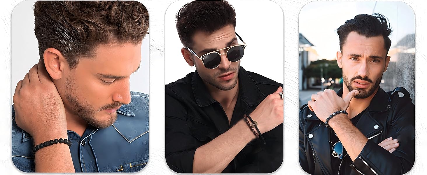 Чоловічий браслет з тигровим оком – еластичний браслет з кристалічних намистин 8 мм (4 кольори: блакитний, сірий, чорний, блакитний)