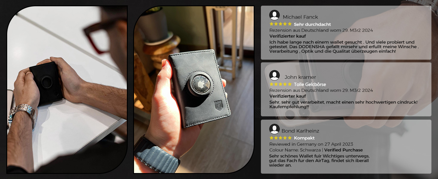 Портмоне DODENSHA® MagSnap для чоловіків з RFID захистом, відділенням для AirTag, картхолдером та відділенням для монет. Чорно-помаранчевий колір.