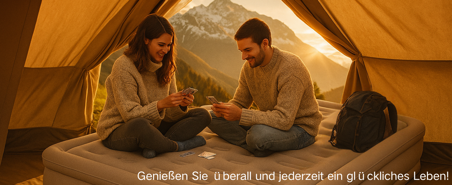 Надувна ліжко 2 особи, самонадувна повітряна матрац з портативним насосом, антизносний матеріал преміум-якості, для кемпінгу та дому. Подвійне ліжко для гостей