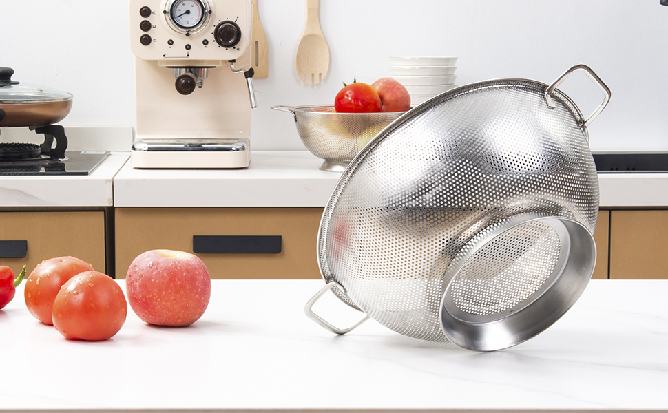 Ситечко кухонне YC Kitchen з нержавіючої сталі, 2 шт. (22.5 см та 28.5 см), для приготування пасти та інших продуктів