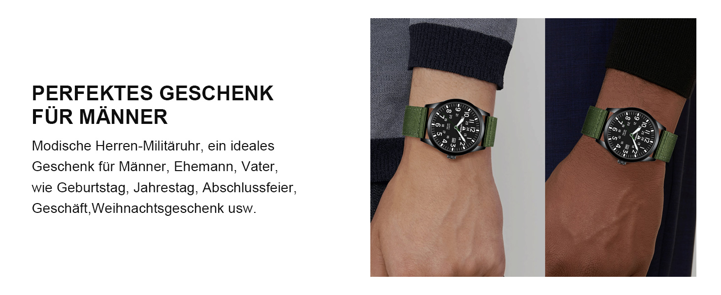 Годинник чоловічий LN LENQIN аналоговий кварцовий на текстильному ремінці, водостійкий 30M, з датою (зелений, чорний)