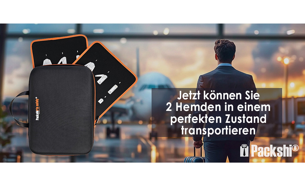 Чохол для сорочок Packshi Doppelt – кейс для подорожей, захист від зминання, подарунок для чоловіків, чорний