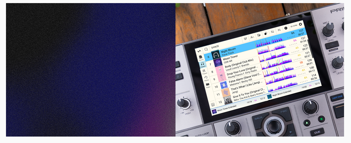 Denon DJ PRIME GO+ - Портативний DJ контролер та мікшер з розділенням STEM, 2 деки, Wi-Fi, Bluetooth, керування світлом, 7