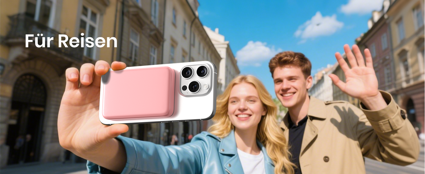 Power Bank Riapow 10000mAh з бездротовою зарядкою, PD 20W, USB-C, LED-індикатор (Рожевий)