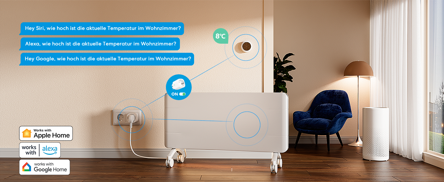 Розумний Wi-Fi гігрометр-термометр Meross для дому з сонячним живленням, сумісний з Apple HomeKit, Alexa, Google Home, додатком, з хабом