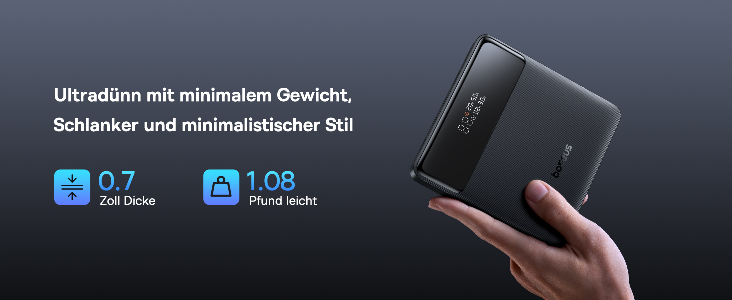 Power Bank Baseus 20000mAh 100W PD: Швидка зарядка для ноутбуків, MacBook, iPad, iPhone, Samsung та інших пристроїв (Чорний)