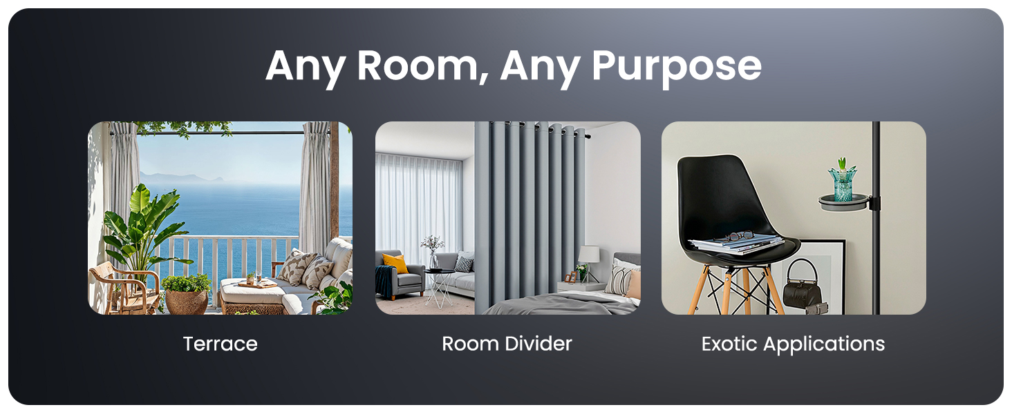 Штанга для душу без свердління 160-210 см, срібна, Ø 25 мм, телескопічна, з кріпленнями - для ванної, душової кабіни та перегородки (90-160 см, нержавіюча сталь)