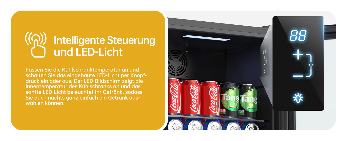 Міні-холодильник для напоїв WIE з подвійними скляними дверцятами, регульованими полицями, 86 літрів, 120 банок, для соди/пива, для дому/кухні/бару/офісу