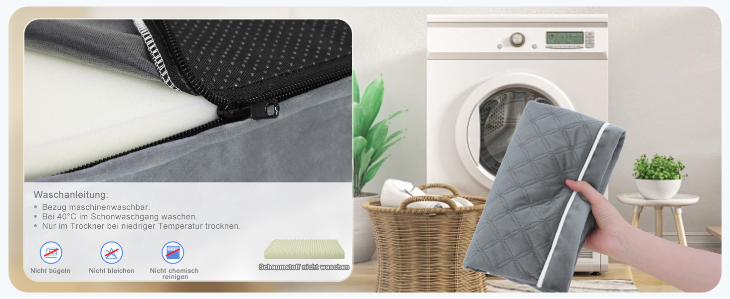 Ортопедичне ліжко для собак KSIIA, великі породи, 104x68x8 см, знімний, миється, сірий