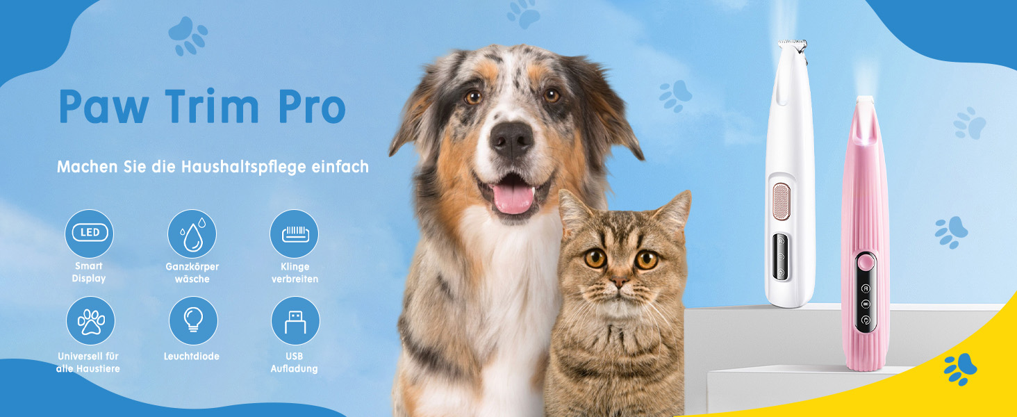 Триммер для собак Paw Trim Pro: безшумна обрізка подушечок лап з LED-підсвічуванням