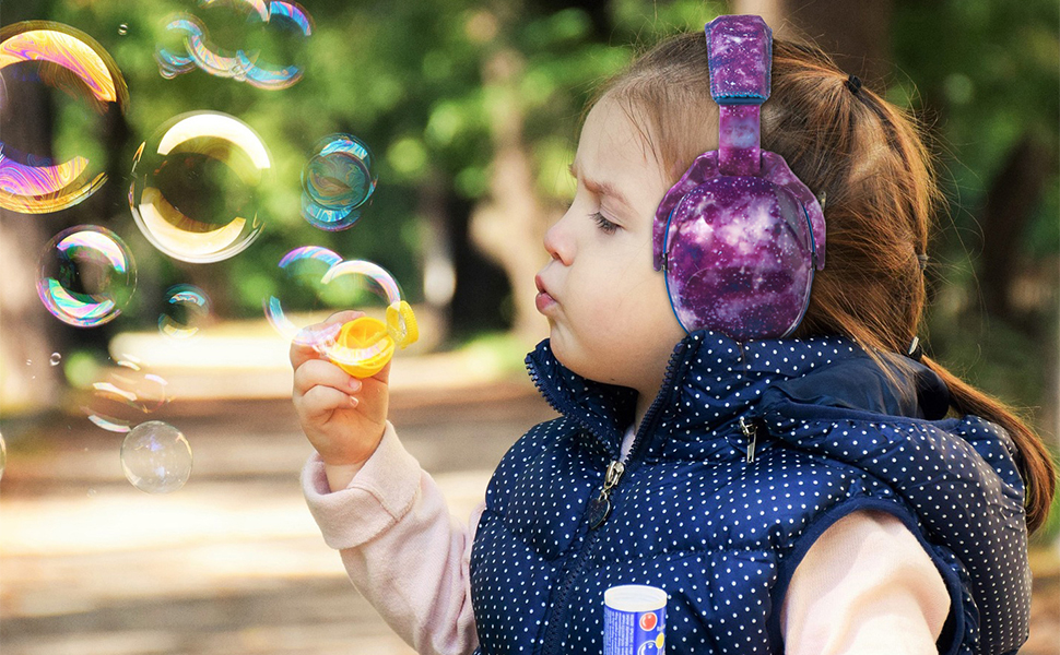 Дитячі навушники для захисту від шуму Kinder Nebula (блакитна смуга) - регульовані, SNR 28dB